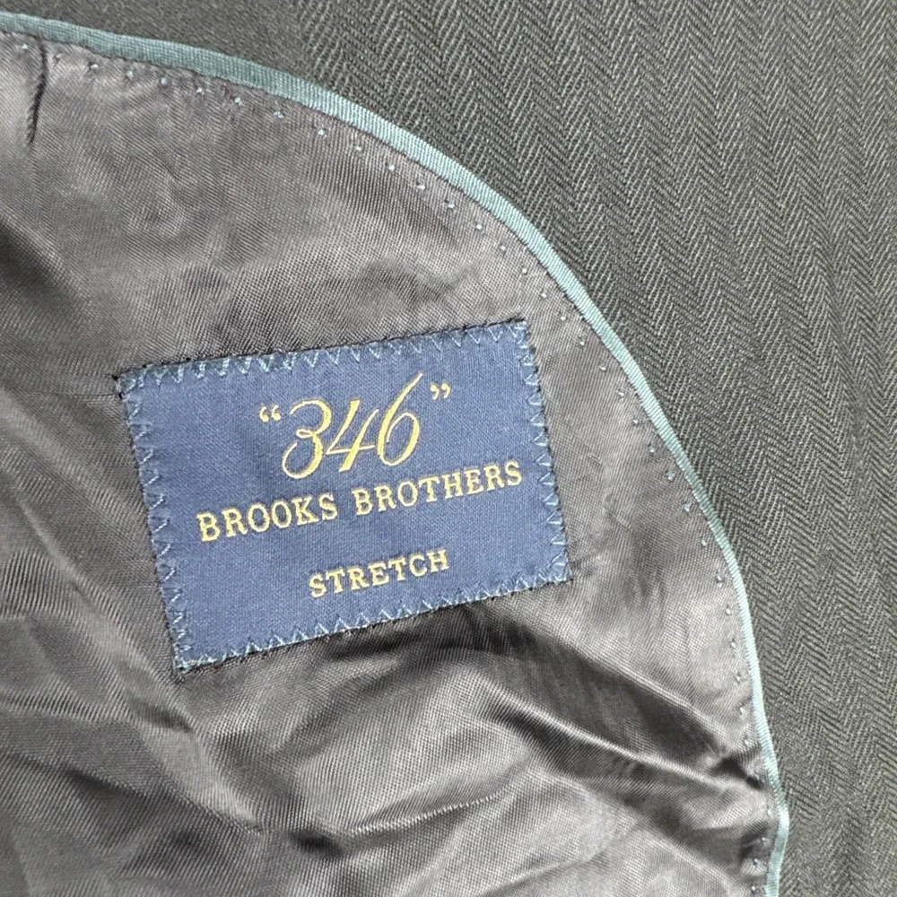 Brooks Brothers Stretch Mens Black Blazer Suit Jacket 46R Wool Blend Office